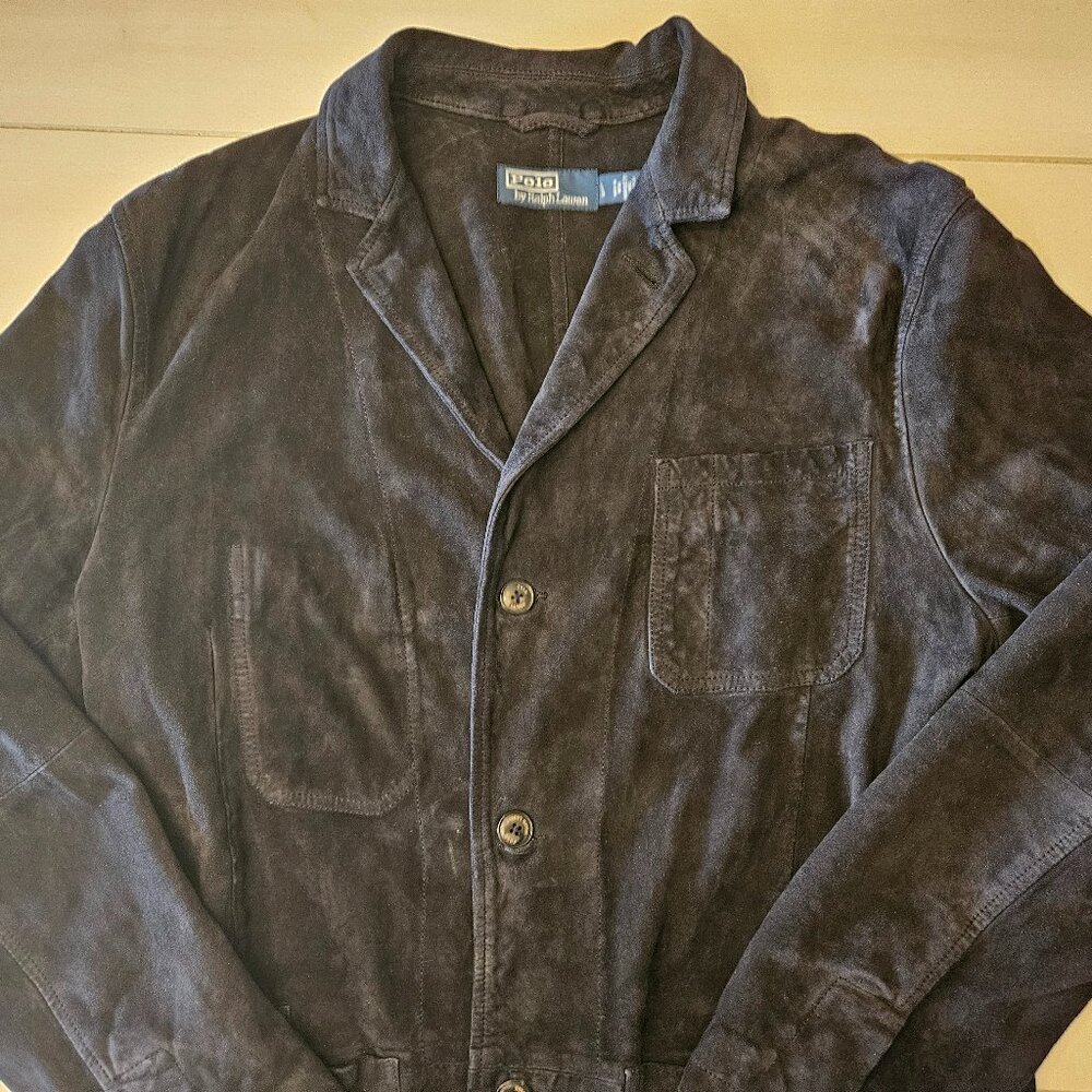 Polo Ralph Lauren Navy Suede Utility Jacket - Size Large